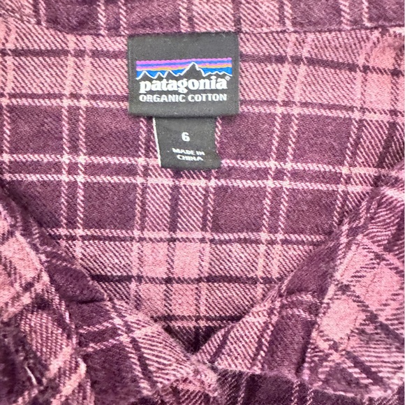 Patagonia Women’s 6 Heywood Flannel Cotton Shirt Purple & Pink Plaid Gorpcore - Picture 3 of 6